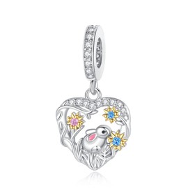 925 Sterling Silver The rabbit Dangle Bead Charm Silver Pendant,Jewelry Beads Gifts for Women Bracelet&Necklace