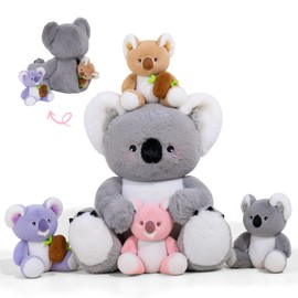 OUOZZZ Koala Stuffed Animals with 4 Babies Inside 12" Baby Toys, Koala Plush Gift Present for Girls Boys First Birthday Gift Kids Toddler