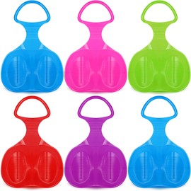 6 Pcs Snow Board for Kids Adults, Large Snow Sled Board Portable Winter Plastic Skiing Boards with Handle Snow Grass Sand Sled Board Saucer Sled Luge for Boarding