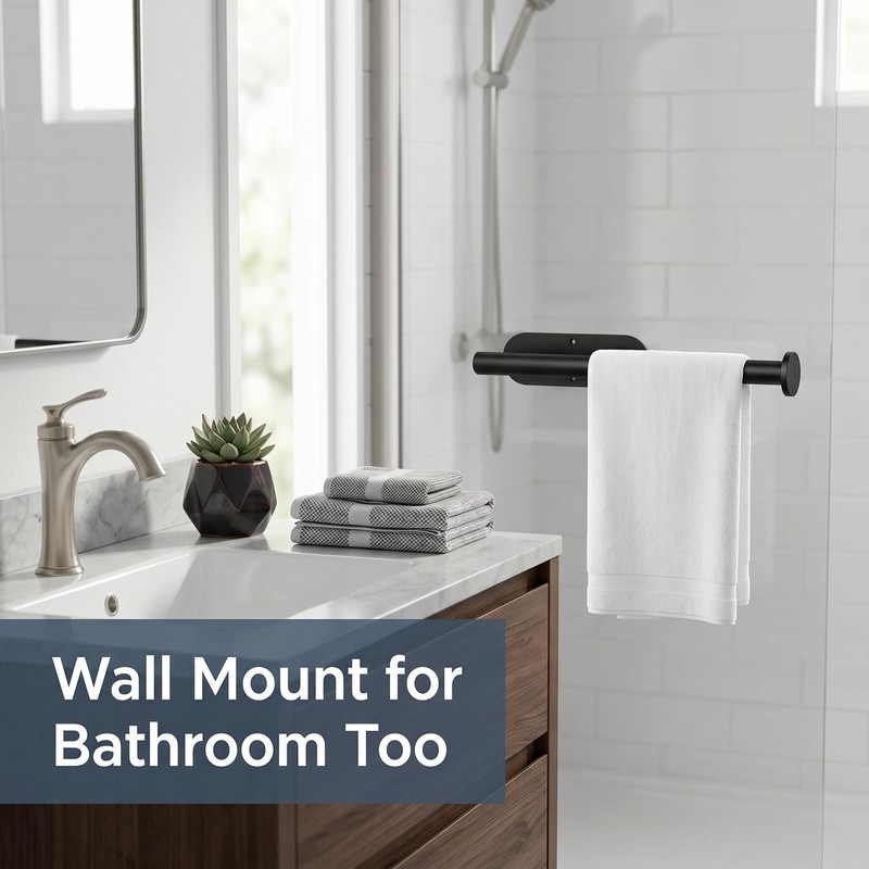 Paper Towel Holder Under Cabinet, Matte Black Stainless, No Drill