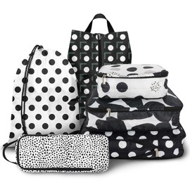 6 Pcs Compression Packing Cubes Travel for Suitcases, Luggage Organizer Nylon Washable Storage Bags Set - Packaging Cubes for Backpack Travel Perfect for Women Clothes Carry-Ons and Storage