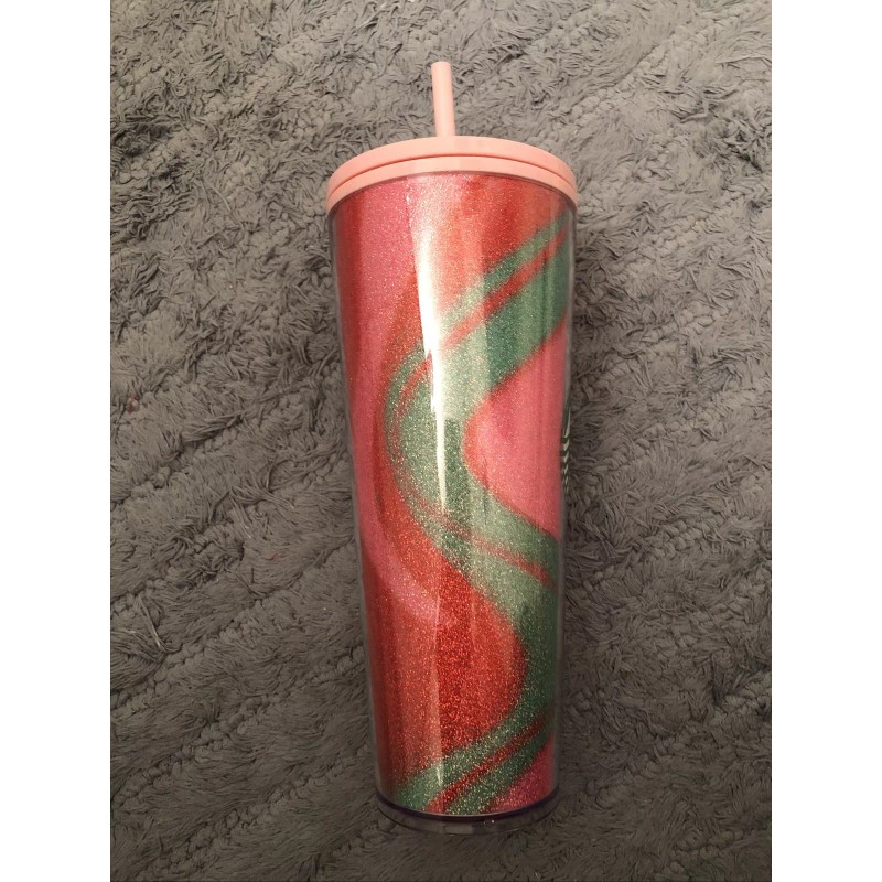 STARBUCKS NEW Starbucks Holiday Glitter Swirl Cold Cup 24oz Tumbler