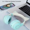 RGB Light Cat Ear Headphone, Foldable 3.5mm Wired Wireless BT