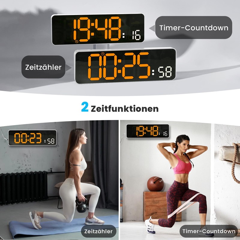 PiKaPiKaP 12 Inch Large Digital Wall Clock for Living Room,