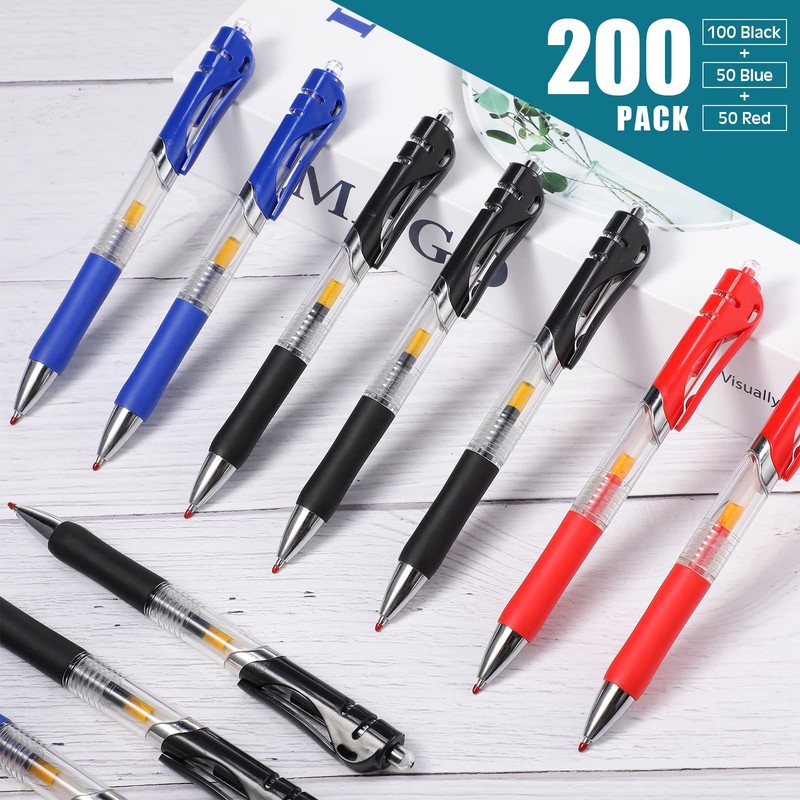 200 Pieces Retractable Ballpoint Pen Bulk Medium Point Pens Rolling