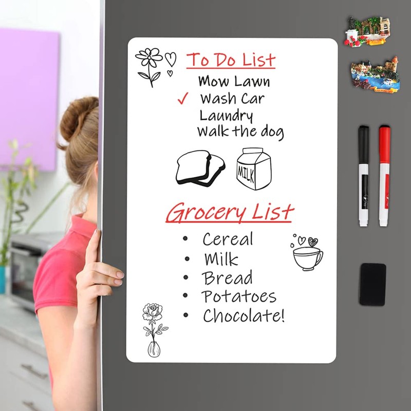 ANLIOTE Magnetic Dry Erase Board Fridge White Board Sheet 20x13
