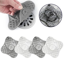 4PCS Tapones de Drenaje de Silicona Cuadrados con Ventosa, Tapa de Silicona para Desagüe de Suelo, Protector de Drenaje, Bloquear el Olor Cubierta de Desagüe de Ducha, para baño, bañera, Cocina