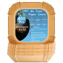 400 PCS 8 Inch Air Fryer Liners Paper Disposable Square, Parchment paper liner for 5-8QT Air fryer, Oil-proof, Water-proof, Parchment Baking Paper for Baking Roasting Microwave