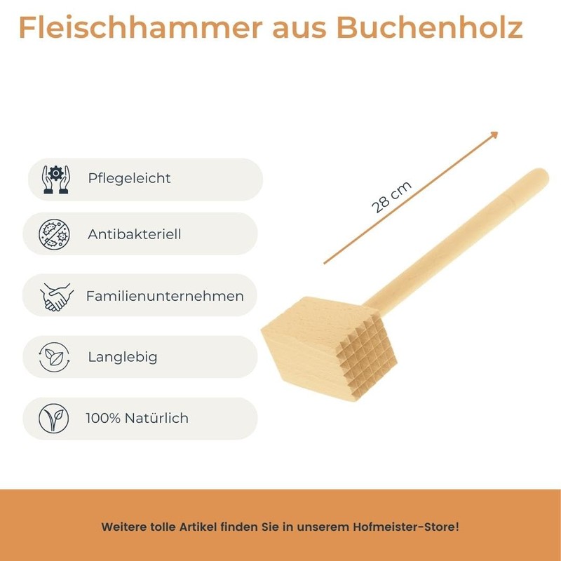 Hofmeister Holzwaren Wooden Meat hammer made from beech wood
