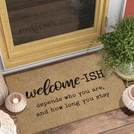 depends Large Welcome Mat for Front Door Door Mat Entrance, Heavy Duty Durable Front Welcome matt for Home Entry, Doormat for Back Patio Floor Porch Garage Office, Low Profile