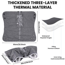 Yimomoyi Pram Hand Muff, Pram Gloves Pram Hand Warmer Baby Stroller Warm Gloves Baby Stroller Hand Warmer, Pram Gloves for Stroller, Anti-Freeze Pram Mittens for Waterproof and Windproof (Grey)