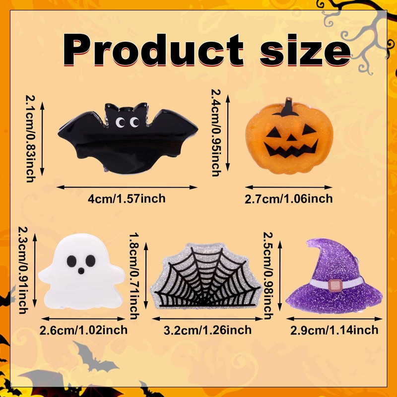 10pcs Mini Halloween Hair Claw Clips, Acrylic Mini Hair Clips