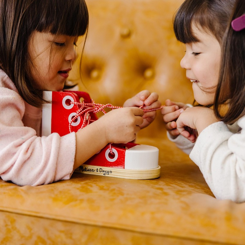 Melissa & Doug Deluxe Wood Lacing Sneaker - Learn to