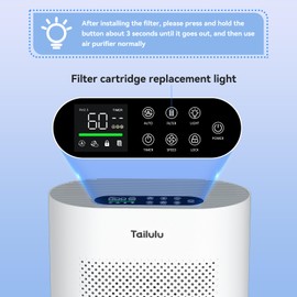 Tailulu Air Purifier Filter for HQKJ-180 Air Purifier, H14Grade True HEPA for Large Room Filter Allergies Pollen Smoke Dust Pet Dander, Tailulu HQKJ-180 Replacement Filter (1 Pack)