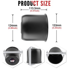 RTrhinotuning 4 PCS 4.88in Stainless Steel Trailer Wheel Center Caps for Truck SUV RV Rim Center Caps 4.47" Tall Matte Black Push Through Hub Cover