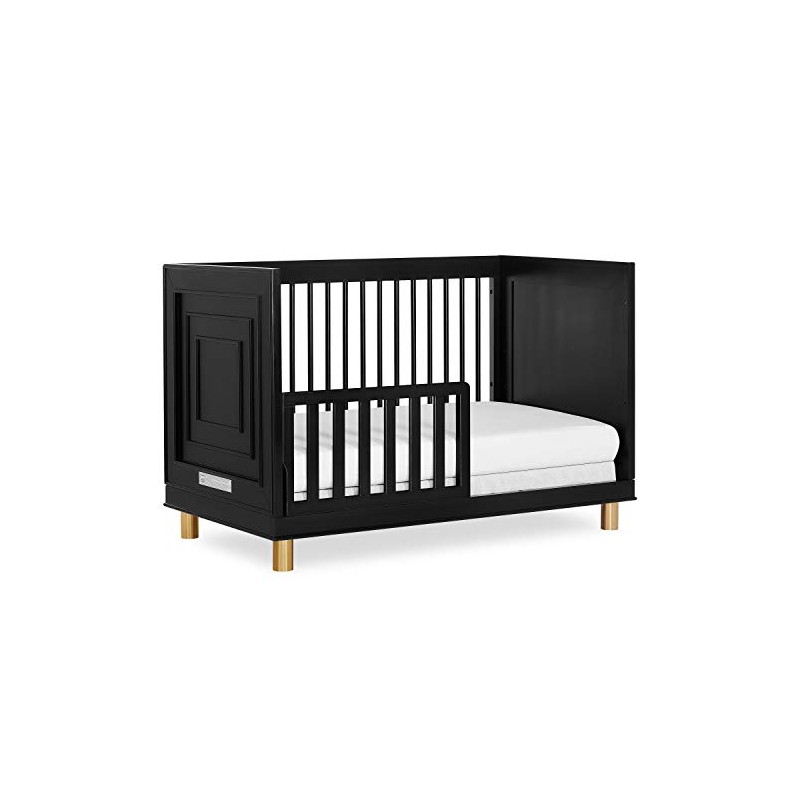 Evolur Loft Art Deco Convertible Crib Toddler Guard Rai, Black