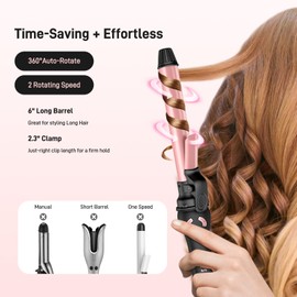 Rotating Curling Iron - 1 Inch Automatic Curling Iron for All Hair Type, 2 Speed Automatic Hair Curler for Lasting Beach Waves, Adjustable Temp, Instant Heat, Dual Voltage, Exclusive Structural Design