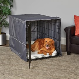 New World XL Dog Crate Cover, Polyester Privacy Kennel Cover Fits Most 48-inch Crates, Light Gray, Machine Washable, Reduces Barking & Chewing