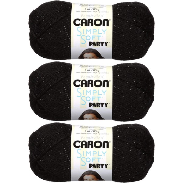 Caron H97PAR-7 Simply Soft Party Yarn - Black Sparkle