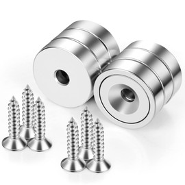 Neosmuk Magnets with Screws, 40lbs Strong Neodymium Disc Magnet with Holes in The Center,Cup Magnet with Mounting Hole Heavy Duty, Round Magnet Rare Earth Magnetic High Strength in Middle,6Pack