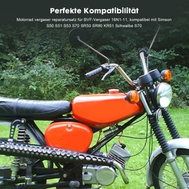 Motorcycle Carburettor Repair Kit for BVF Carburettor 16N1-11, Compatible with Simson S50 S51 S53 S70 SR50 SR80 KR51 Schwalbe S70 Complete Gasket and Nozzle Set