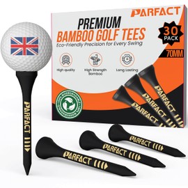 ParFact Golf Tees Wooden | Pack of 120 | Durable Biodegradable Bamboo Golf Tees 70mm Mixed Size with Height Markings | Eco-Friendly for Beginners & Pros (BLACK)