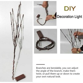 DK177 6 Pack Led Branch Light Battery Operated Lighted Branch Vase Filler Willow Tree Artificial Little Twig Power Brown 30 Inch 20 LED for Home Romantic Decoration, Warm White
