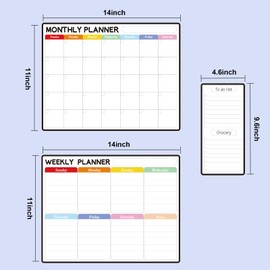 Magnetic Dry Erase Calendar Set – Monthly & Weekly Planners with To-Do List & Grocery List for Refrigerator – Stain-Resistant Surface, Markers & Magnetic Board Eraser Included
