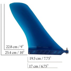 Riding not Hiding 9 inch Touring Fin For Paddleboard, Surf board, Windsurf - Blue Flexible Plastic For Extra Durability