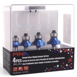 MNA 4 Pcs Round Over Router Bits Set, 1/4 Inch Shank, Radius in 1/8”, 5/32”, 3/16”, 1/4”. Great for Round Edges, Ideal for Table, Drawer or Cabinet Edges
