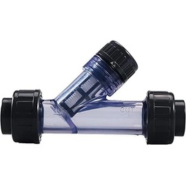 TOMEX 1-1/2'' Y-Strainer, Clear UPVC Sediment Y-Strainer, True Union Y-Strainer, 20 Mesh, Socket Female [Socket 1-1/2 Inch]