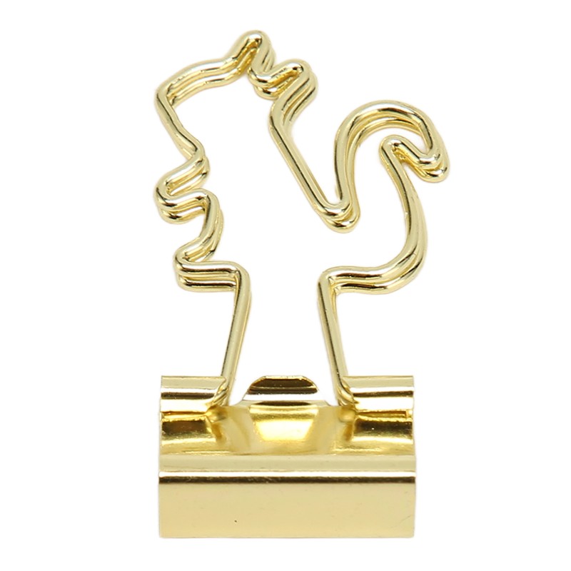 100 Pcs Binder Clips Gold Animal Shape Strong Clamping Force
