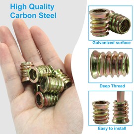 Moicstiy 20 Pcs 3/8"-16x 20mm Threaded Inserts for Wood, Nut Threaded Wood Inserts for Furniture