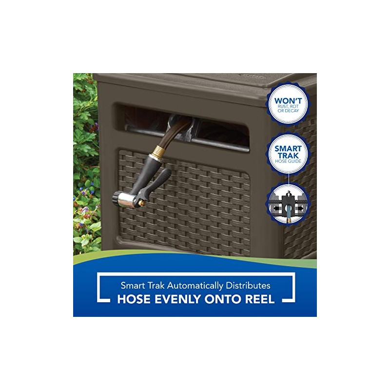 Suncast Outdoor Resin Wicker 225' Hose Hideaway, Java