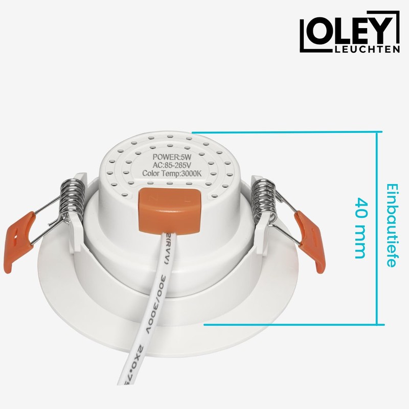 Oley Leuchten® NUVA LED Recessed Spotlight, 230 V, Flat Spotlight,