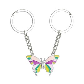 2 Pack Butterfly couple keychain set, colorful enamel design, romantic gift for lovers, Small gifts for family and friendship