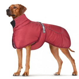 DoggieKit Dog Coats WaterProof Windproof Warm Winter Safe Threaded Reflective Strips Jacket for Medium Large Dogs with Harness Hole Puppy Pet Cold Weather Outfit Clothes Vest (XL, Red)