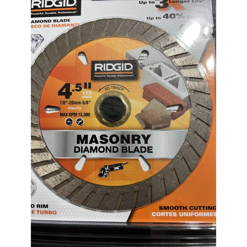Ridgid 4.5” Diamond Blade Wet/Dry Masonry Cutting HD-TB45CP Brand New