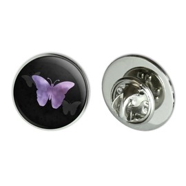 Purple Butterfly Watercolor Silhouette Metal 0.75" Lapel Hat Pin Tie Tack Pinback