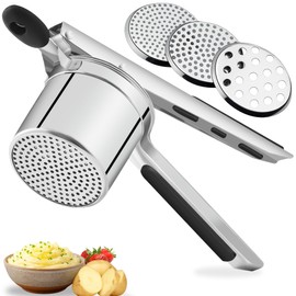 15oz Premium large Potato Ricer Stainless Steel, Heavy-Duty Ricer for Mashed Potatoes with 3 Discs for Effortless Potato press, Baby Food, Gnocchi, Ergonomic Non-Slip Grip, Dishwasher Safe
