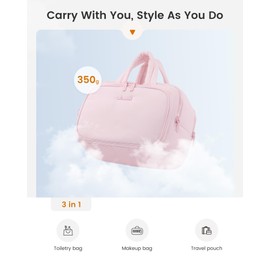 LOVEVOOK Toiletry Bag Women's Large Travel Toiletry Bag Buffer Cosmetic Bag Wash Bag Waterproof Travel Make Up Bag Makeup Bag, pink, L