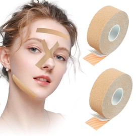 LOPHE Anti Wrinkle Tape, 2 Rolls Hiding Wrinkle Patches, Unisex Face Eye Neck Chin Lift Tape, Multifunctional High Elasticity Forehead Frown Facial Lip Mouth Wrinkles Treatment Band Sticker(5M*2.5CM)