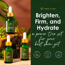 Tree of Life Beauty Facial Skin Care Set, Brightening, Firming & Hydrating Face Serums - Vitamin C, Retinol & Hyaluronic Acid for Smooth Radiant Skin, Dermatologist Tested, 1 Fl Oz (Pack of 3)