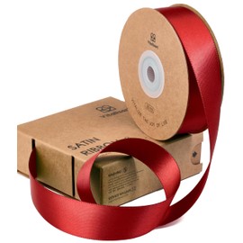 Vitalizart Red Satin Ribbon 1" x 25Yd for Gift Wrapping, Double Sided Continuous Polyester Gift Ribbon, Thick Fabric Ribbons for Crafts, Bouquets, Party Decorations, Christmas Wreaths & Hair Bows