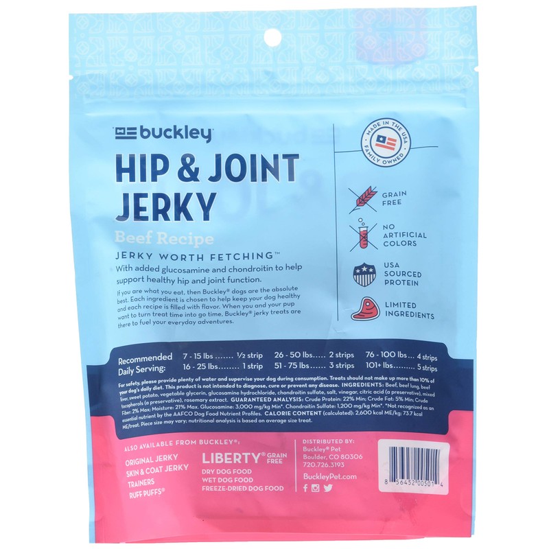 Buckley Functional Healthy Hip And Joint Dog Jerky Treats, Beef