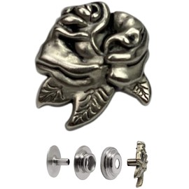 H&K - Brote decorativo de flores antiguo, 5 juegos incluidos, línea premium 24 broches de cuero