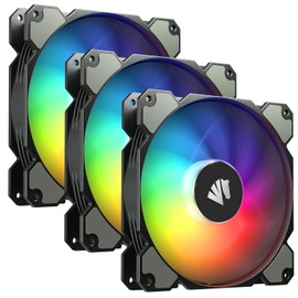 AsiaHorse 140mm Argb PWM Fan, Computer Case Fan with Advanced Hydraulic Bearing for Silent Operation, Pack of 3, Black