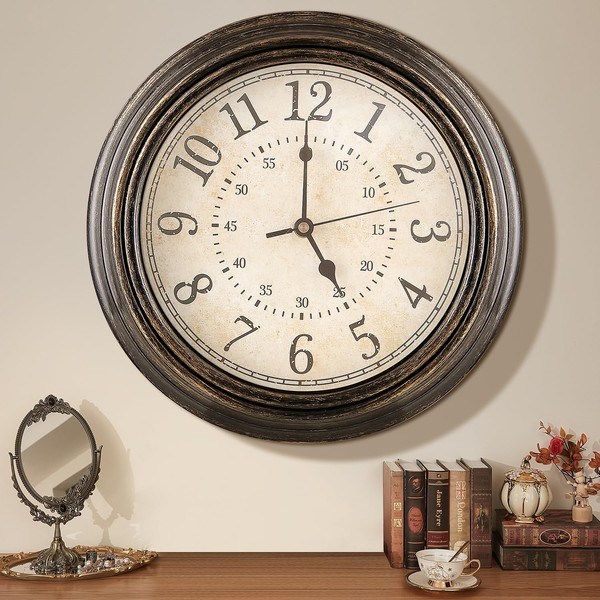 Horloge Murale Vintage, Gardez l'heure précise Pendules Murales, Horloge Murale Silencieuse pour Chambre, Faciles à Lire Horloge Murale à Piles, 30CM Pendule Murale pour Cuisine/Bureau/Café Decor