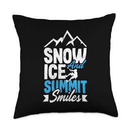 Ice Axe Power Glacier Climbing Apprel For Men Climbing Snow Ice Summit Smiles Funny Wall Climber Throw Pillow, 18x18, Multicolor
