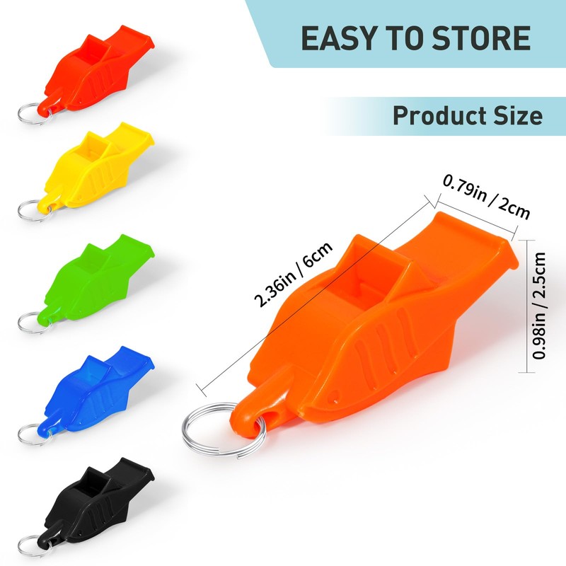 Plume'CHJ Whistle, 2-Pack Fish Shaped Pearl-Free Plastic Whistle with Lanyard，Sports